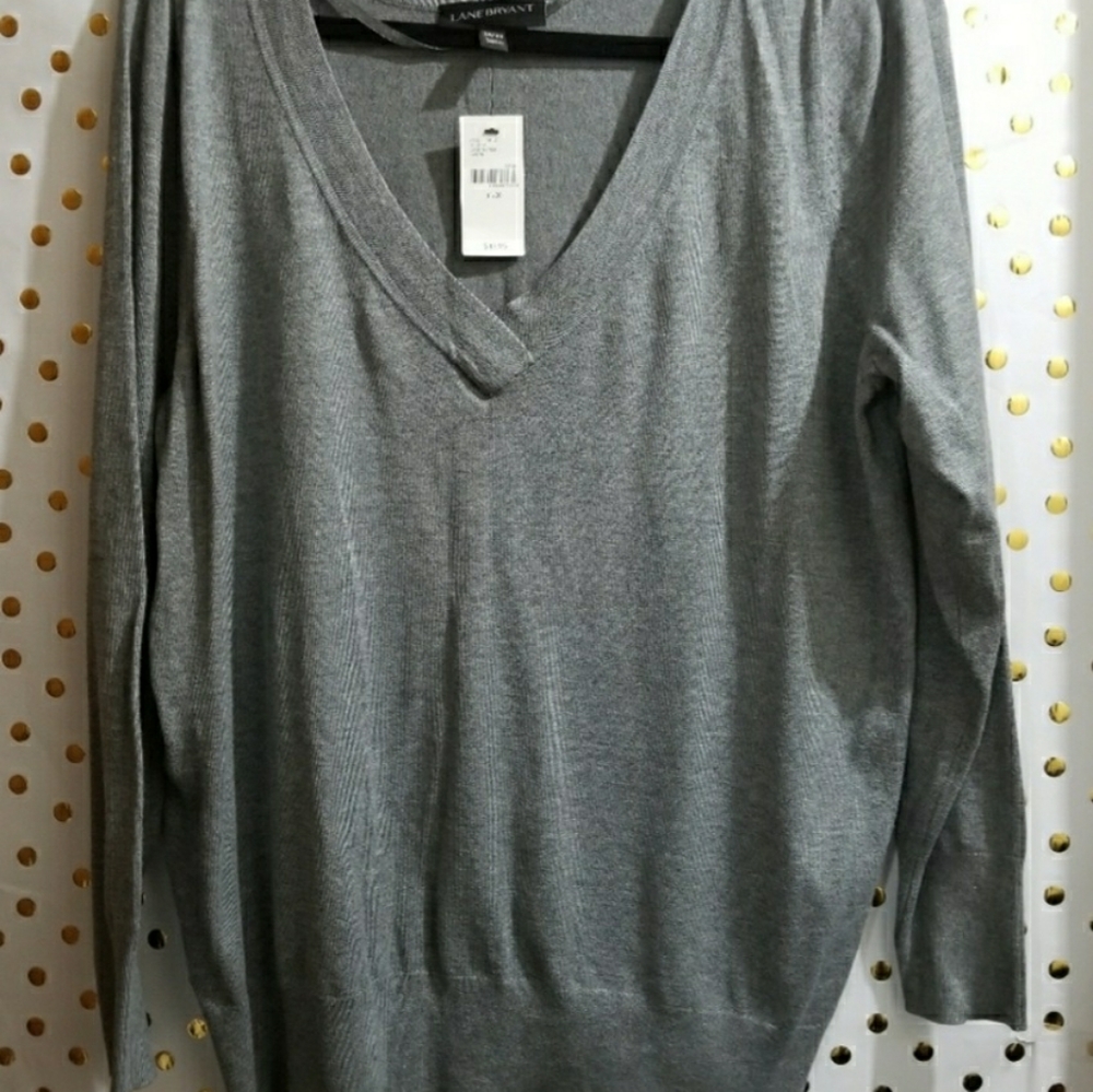 Lane Bryant V-neck gray sweater